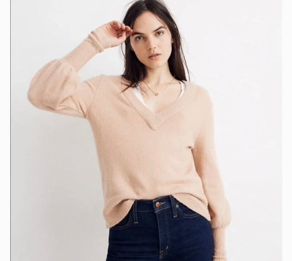 Madewell Wool Blend Dashwood Pullover Long Sleeve V-Neck Sweater Size Small